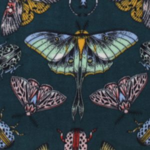 Moths on Green Anti Pill Plush Fleece Fabric