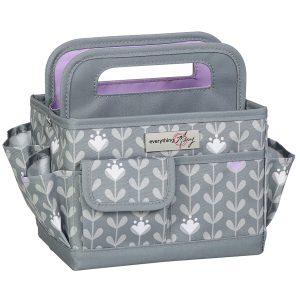 Everything Mary 8 Gray   White Floral Collapsible Craft Caddy