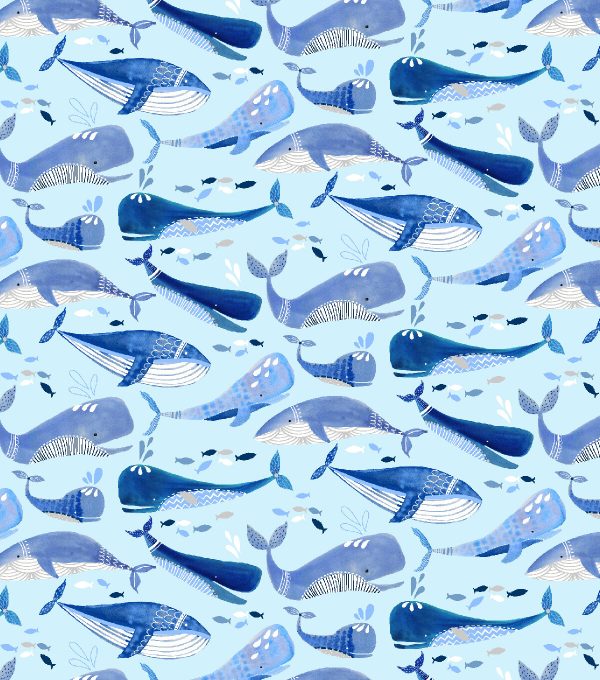Super Snuggle Flannel Fabric Whales - Image 2