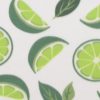 Bold Summer Lime Slices on White Blizzard Fleece Fabric