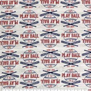 Play Ball on Gray Super Snuggle Flannel Fabric