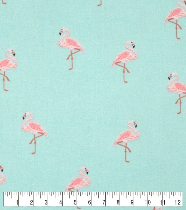 Flamingos On Teal Novelty Cotton Fabric - Image 3