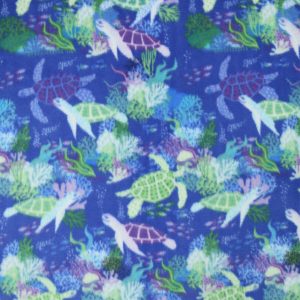 Swimming Turtles on Blue Anti Pill Fleece Fabric