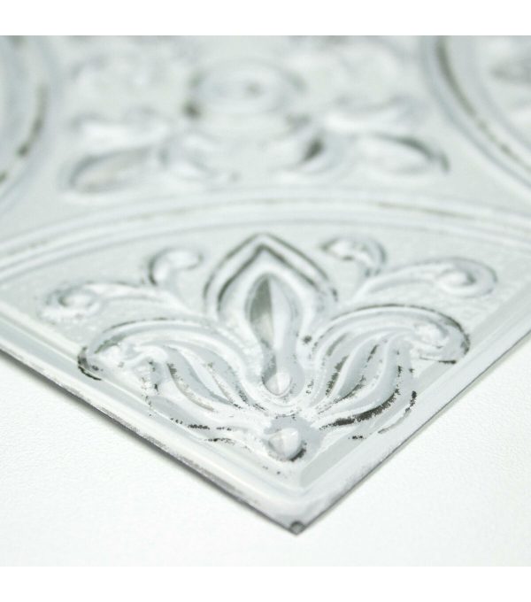 White Tin Peel   Stick Tile Backsplash - Image 4