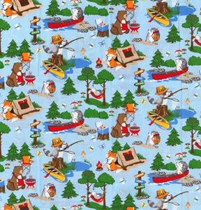 Fabric TraditionsAnimal Campers On Blue Novelty Cotton Fabric