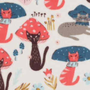 Mushroom Cats Anti Pill Fleece Fabric