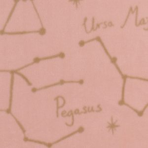 Gold Constellations on Pink Anti Pill Fleece Fabric