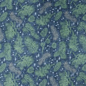 Blue Pinecone   Needles Luxe Fleece Fabric