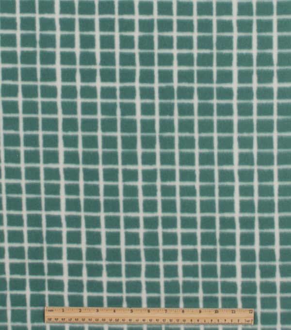 Green Grid Plaid Blizzard Fleece Fabric - Image 2
