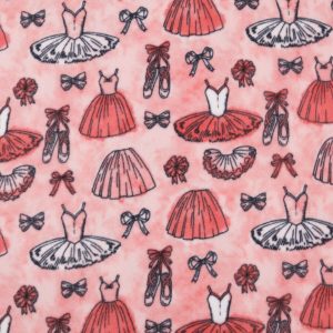 Ballerina Icons on Pink Anti Pill Fleece Fabric