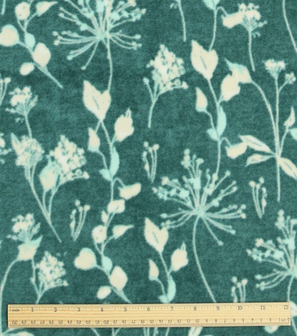 Green Floral Luxe Fleece Fabric - Image 3