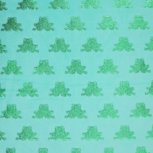 Metallic Green Frogs Pure Plush Fleece Fabric