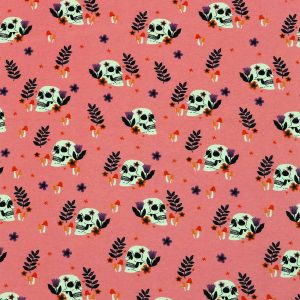 Pink Skulls   Plants Super Snuggle Flannel Fabric