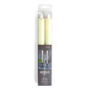 10 LED Ivory Wave Edge Ivory Taper Candles 2pk by Hudson 43